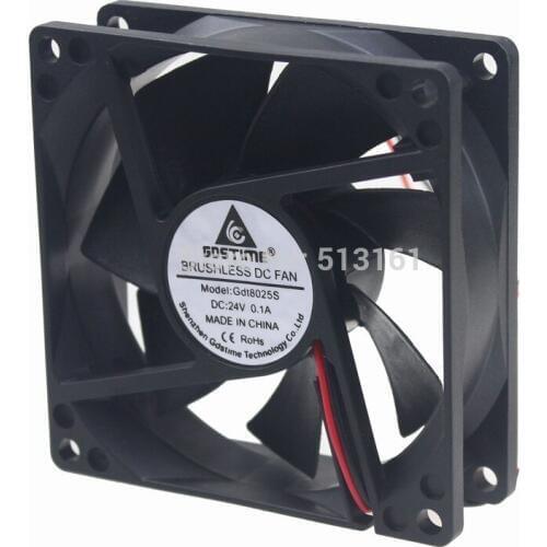 Gdstime Silent 80mm PC Computer 8025 80x80x25MM 8cm 2Pin DC 24V Cooling Cooler Fan