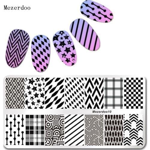 Large Designs Nail Art Stamp Template Creative Geometric Line Pattern Stamping Image Plate 12 X 6cm Mezerdoo10