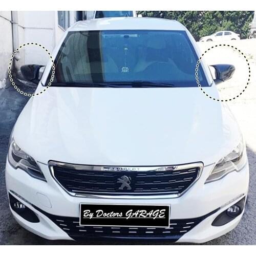 Bat Mirror Cover For Peugeot 301 2012-2019 Piano Glossy Black Wing Case Covers Body Kit Rearview Auto Car Styling Accessory