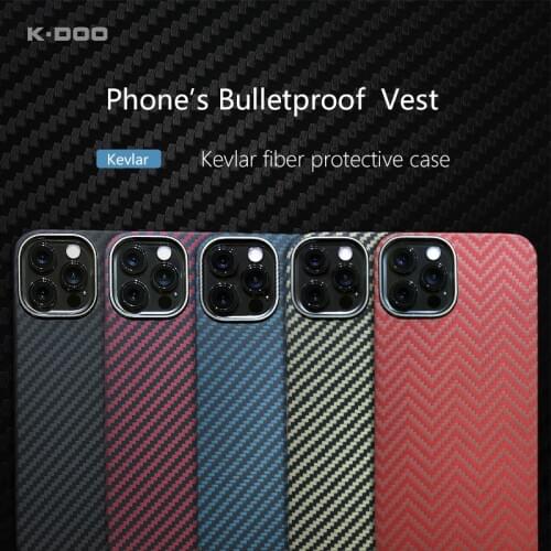 K-Doo Kevlar genuine carbon fiber case bulletproof material slim and all-around back cover for iphone12/12mini/12pro/12promax