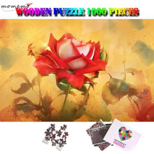 MOMEMO Rose 1000 Pieces Wooden Puzzles for Adult Art Painting Jigsaw Puzzles 1000 Pieces Puzzle Games Interesting Assembling Toy
