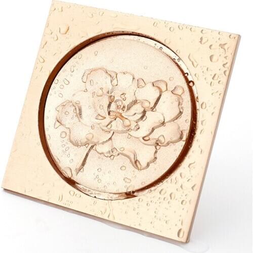 New Creative Carving Deodorant Floor Drain Brass Square Floor Drain 4 Inch