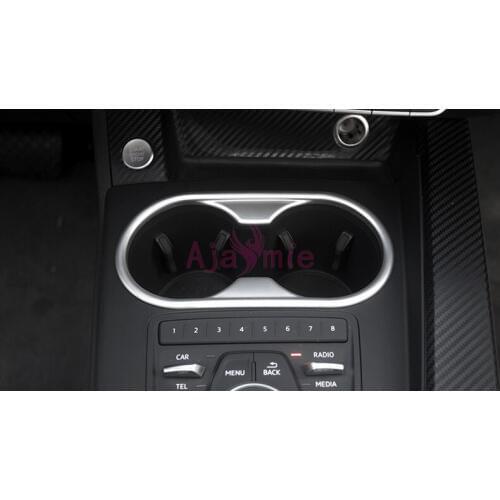 For Audi A4 2017 2018 Interior Front Gear Box Water Cup Holder Cover Protector Panel Chrome Car Styling Accessories