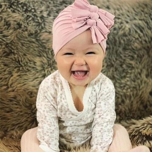 Baby Girls Boys Hats Bow Cotton Knitted Knot Headwear Warm Children Hat Kids Newbworn Bonnet Cap Beanie For Girls Headwears