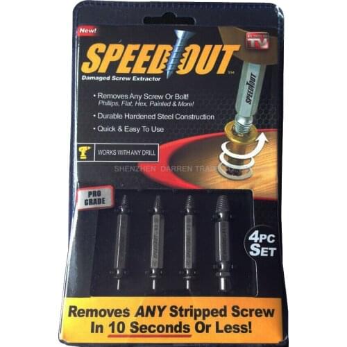 12pcs/lot Speed Out 4pc Damaged Screw Extractor Use With Any Drill Bolt Screw