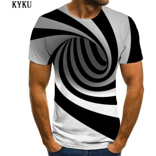 3d Tshirt Geometry T-shirt Men Dizziness Shirt Print Black And White Tshirts Casual Creativity T-shirts 3d Short Sleeve summer