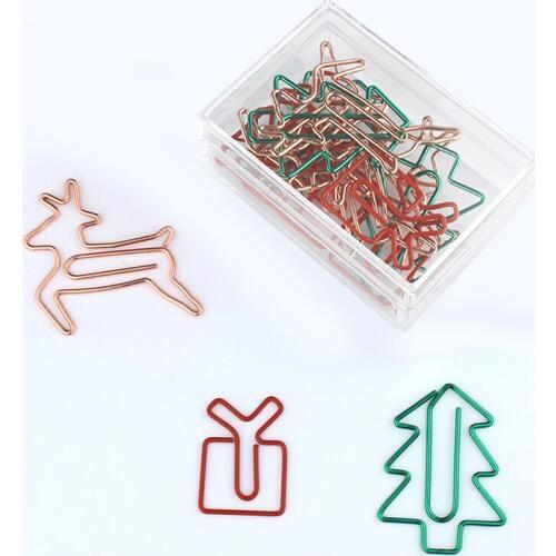 Stationery Christmas Gift Paper Clip Shaped Rose Gold Multi-functional Bookmark Cute Paper Clips Office Accessories Paperclips