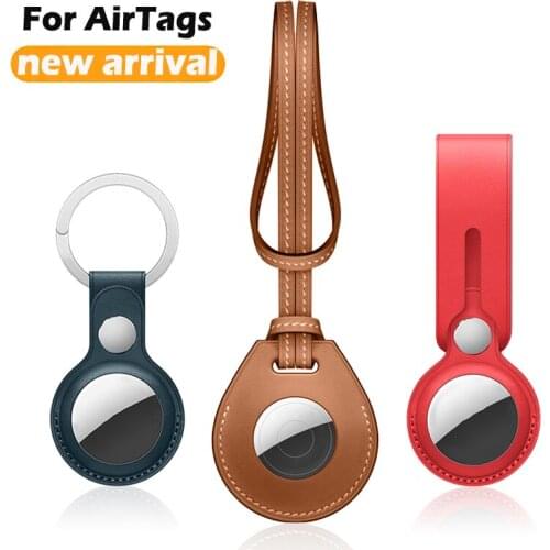 Leather Protector Cover With Keychain For AirTags Shockproof Anti-Scratch Anti-Fall Sleeve Protective Case Shell For Air Tags