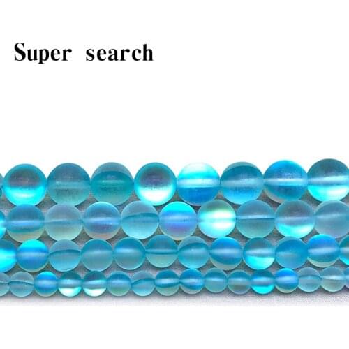 Light Blue Frost Moonstone Gem Matte crystal Round Beads 6 8 10 12MM Fit Diy DIY Chrams Necklace Bracelets For Jewelry Making