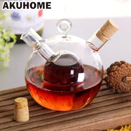 Kitchen Two-in-one Oil Can Sealed Glass Oil Control Pot Double Soy Sauce Bottle Oil Vinegar Bottle Sealed Condiment Bottle Olive