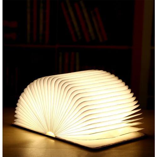 [LTOON] Wooden Folding Book LED Nightlight Art Decorative Lights Desk/Wall Magnetic Lamp White/Warm White New Years gift