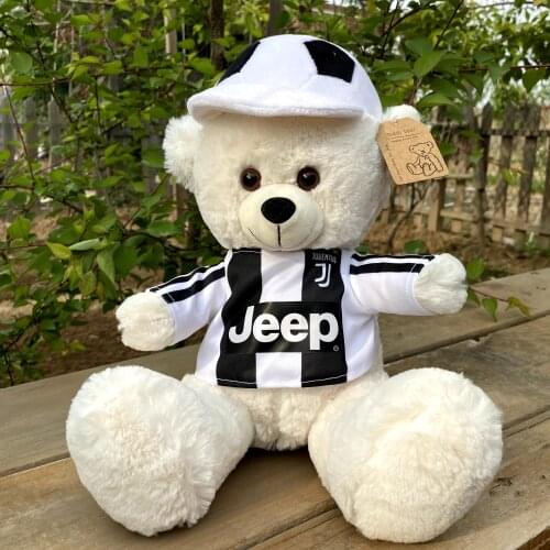 25-35cm Sitting FootBall Cap Teddy Bear Sacrf Stuffed Plush Soft Doll No.7 Animals Toy Girls Baby Kids Birthday Gift