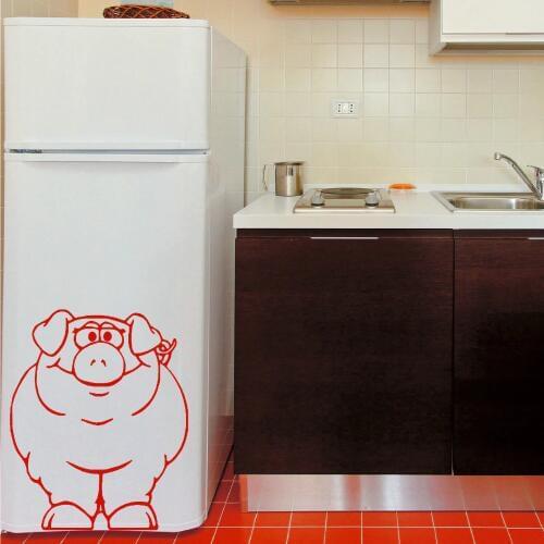 Wall Decals Chubby Pig Animal Vinyl Wall Stickers Kitchen Home Decal Decor Wall Stickers For Fridge Wall Decor Mural S-383