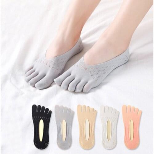 Five Toe Sock Slippers Invisibility For Solid Color Socks Summer Lady invisible Silicone Anti-skid Socks Non-slip Dance Socks