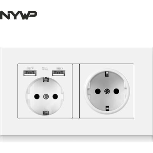 NYWP tomada usb padrão da ue, tomada dupla, 16a qualidade do painel de alimentação ac 110 250 146 v mm * 86mm, tomada de aliment