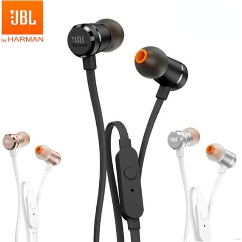 Original JBL T290 3.5mm Wired Earphones Stereo Music Sports Pure Bass Headset 1-Button Remote Hands-free Call with Mic For Phone