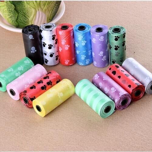 10 Rolls/150 Pcs Degradable Pet Dog Waste Poop Bag With Printing Doggy Bag Pet Waste Clean Poop Bags Random Color Convenience