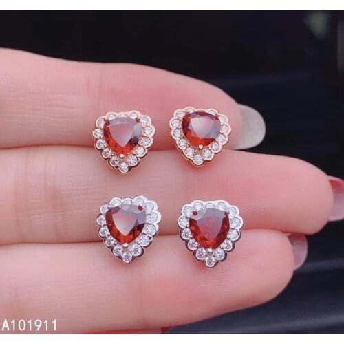 KJJEAXCMY fine jewelry natural Garnet 925 sterling silver women earrings new Ear Studs support test popular
