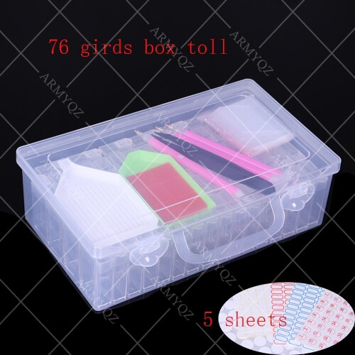 New 76 Grids 5D DIY Diamond Painting Drill Box Jewelry Box Rhinestone Embroidery Crystal Bead Organizer Storage Case tool