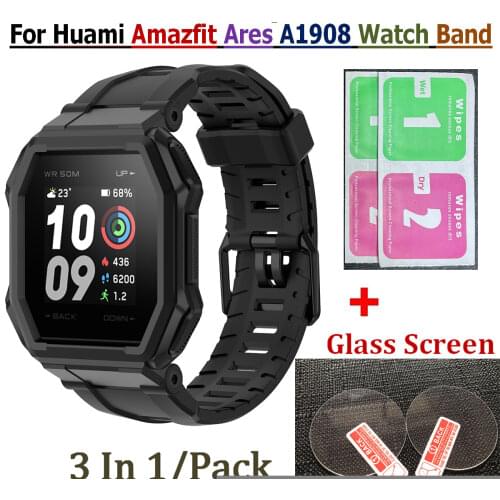 Top Quality For Xiaomi Huami Amazfit Ares watch Bracelet Wrist Band Strap for Amazfit Ares A1908 Screen Protector Tempered Film