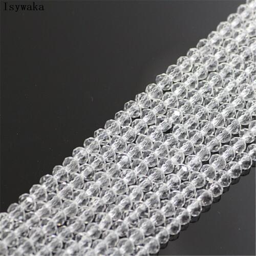 Isywaka White Color 1800pcs 2mm Rondelle Austria faceted Crystal Glass Beads Loose Spacer Round Beads for Jewelry Making