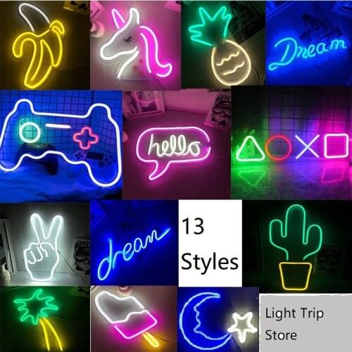 LED Neon Sign USB Powered Party Wall Hanging Light Banana Hello Good Vibes Led Neon Lights for Game Room Bedroom Wall Decoration
