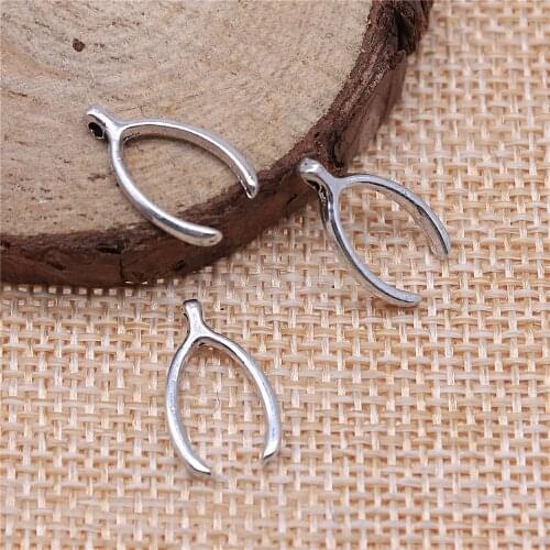 WYSIWYG 20pcs 16x9mm Antique Silver Color Wishbone Charms Lucky Wishbone Charms Wish Bone Charms