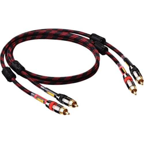 X-019 American Monster Pure Copper Fever Signal Cable Double Lotus Head Audio Cable RCA Two Pairs Two Red and White Signal Cable