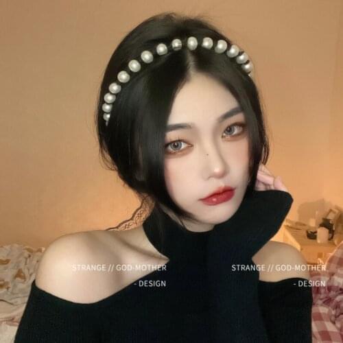 Pearl headband ribbon tassel headband Chinese dress hair ornaments French vintage headdress tie hair lace headband