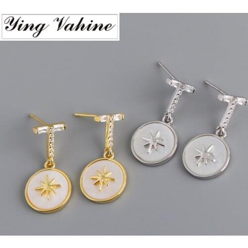 Ying Vahine 100% 925 Sterling Silver Luxury Circular Pendant Stud Earrings for Women