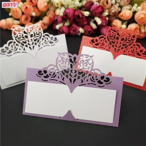 10pcs 9*9cm Birthday Party Decor Place Cards Hollow Pattern Wedding Event Table Name paper Card Invitations 6zsh871