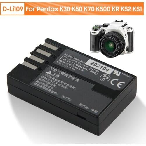 100% New Original Replacement Battery D-LI109 For Pentax K30 K50 K70 K500 KR KS2 KS1 K-30 K-50 K-70 K-500 K-R K-S2 K-S1 1050mAh