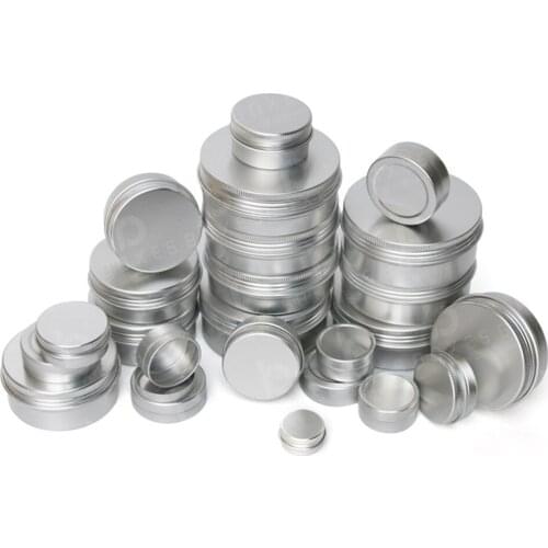 100Pcs Aluminum Jars Tin 5g/10g/15g/20g/30g/50g/60g Metal Empty Cosmetic Face Care Eye Cream Lip Balm Gloss Packaging