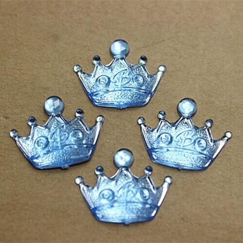100pcs/Lot Light Blue Acrylic Crown Rhinestones DIY Baby Shower Favor For Kids Birthday Party decoration