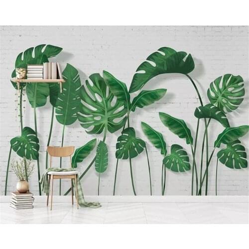 Beibehang 3D wallpaper modern Rainforest small fresh watercolor plant Abstract oil painting background wall decorative wallpaper