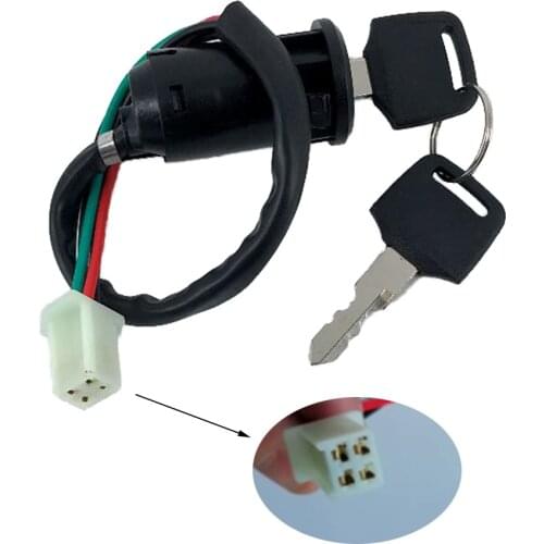 4 Wire Pin Universa Motorcycle ATV Ignition Switch Keys On-off Go Kart ATVs Quad Dirt Bike Scooter Moped Ignition Lock