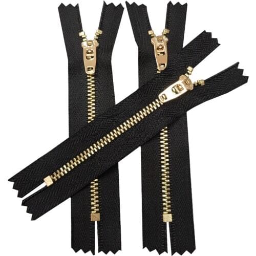 5pcs/lot 3# Copper Zipper Jacket pull Chain Cowboy Hooded Zipper Sewing Knitwear Accessories Zip fastener Metal Jeans Zipper