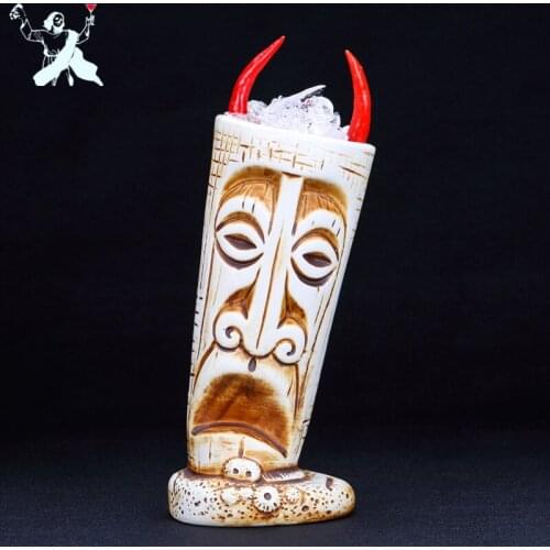 530ml Tilt Body Skull Cup Hawaii Ceramic Tiki Mug Creative Porcelain Beer Wine Mug Cup Bar Tool