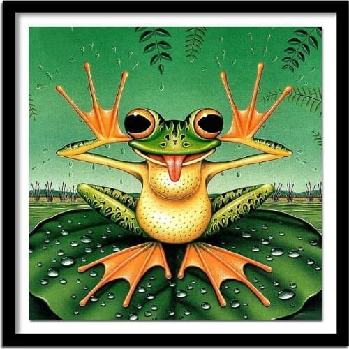 5D DIY Diamond Painting Frog Rhinestones Diamond Embroidery Animals Handwork Full Round Living Room Decoration