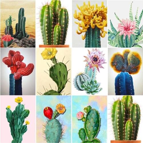 5D DIY Diamond Painting Full Square Round Drill Cactus Diamond Embroidery Scenery Cross Stitch Crafts Home Decor Manual Art Gift