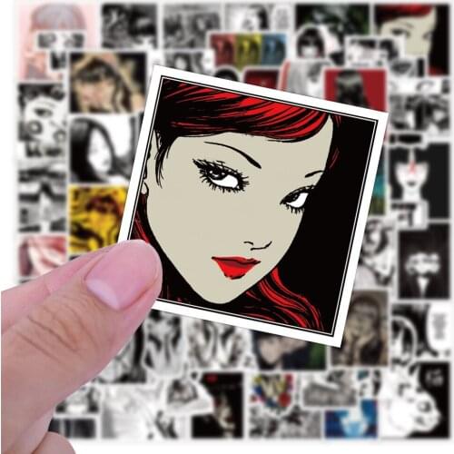 60Pcs Horror Comic Fujiang Black and White Thriller Style Luggage Laptop Wall Stickers