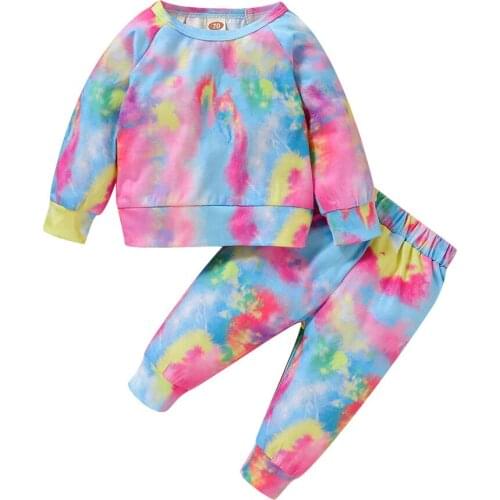 0-2Y Fashion Toddler Newborn Baby Girls Clothes Tie Dye Print Top tshirts and Pants 2pcs Outfits Baby Tracksuit Set