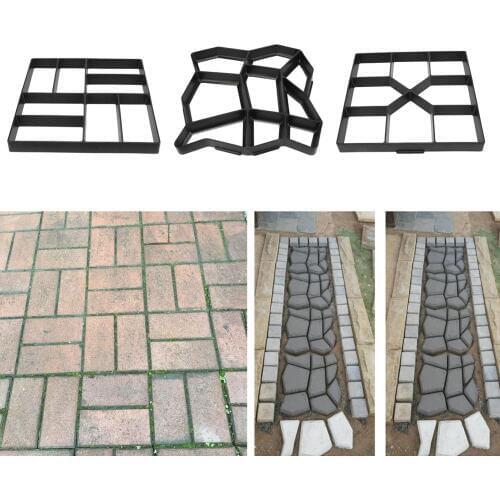 Plastic Path Maker Mold Reusable Concrete Cement Stone Brick Design DIY Manually Paving Paver Walk Mould Garden Building Tool