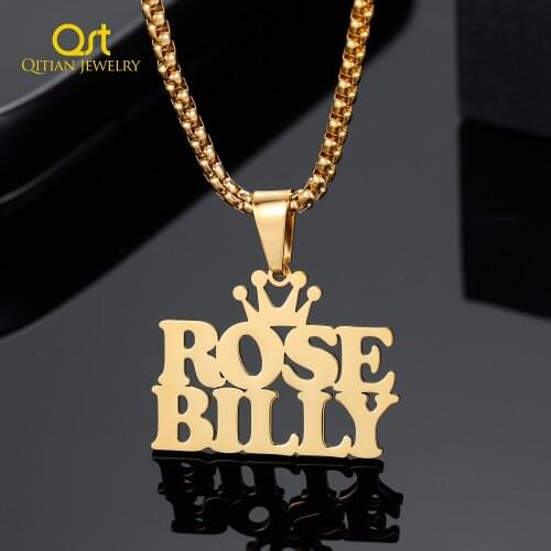 Customized Crown Name Necklace Double Names Pendant Gold Stainless Steel Jewelry Nameplate Chain For Women/Men Charm Jewelry Gif
