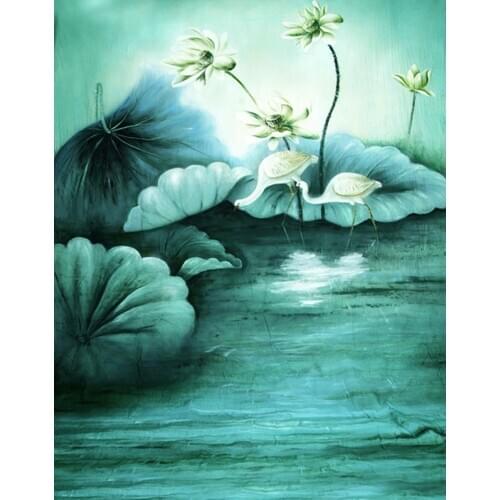 Chinese Traditional Painting Lotus Flowers Photography Backdrops Photo Props Studio Background 5x7ft