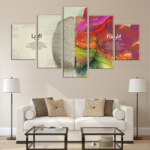 Creative Brain Left Right Anatomy Canvas Painting Home Decoration Unframed Wall Art 5 Pieces/Set Prints Poster frame