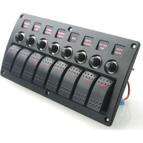 Marine Boat Rocker Switch Panel with Circuit Breaker Overload Protection and LED Rocker Indicator for 12V-24V Vehicles RV Car