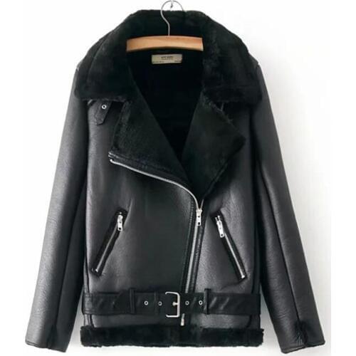 Warm womens winter motorcycle velvet jacket female short lapels fur thick Korean version plus velvet jacket 2019 bomber jacket