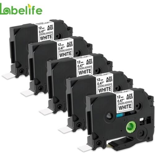Labelife 5pcs tze231 12mm TZ TZe Tape TZ231 TZe231 TZe-231 Compatible Brother P-Touch White Label Tape for PT-H100 Label Printer