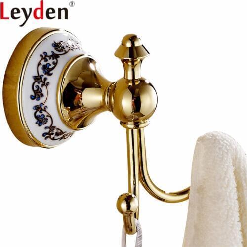 Leyden ORB/ Gold Hanger Brass Clothes Hook Black Wall Hooks Hat Coat Hook Wall Mounted Clothes Drying Rack Bathroom Accessories